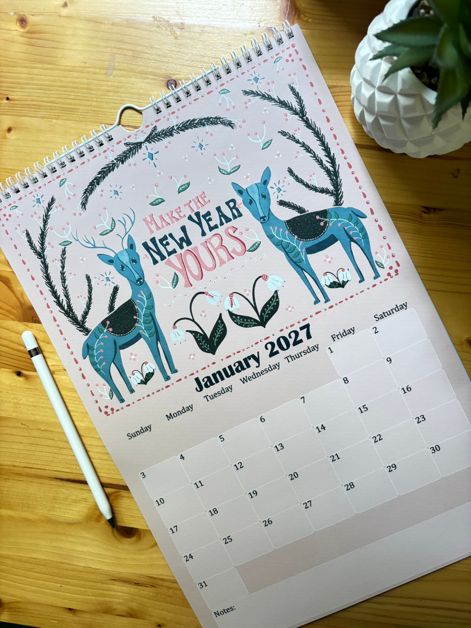 Folk Art: Friends and Florals 2027 Wall Calendar - Image 2