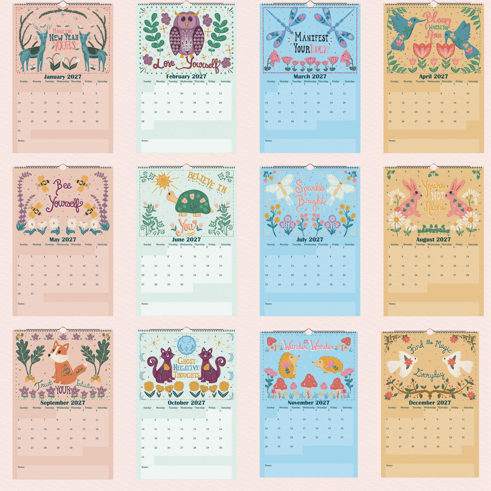 Folk Art: Friends and Florals 2027 Wall Calendar - Image 15
